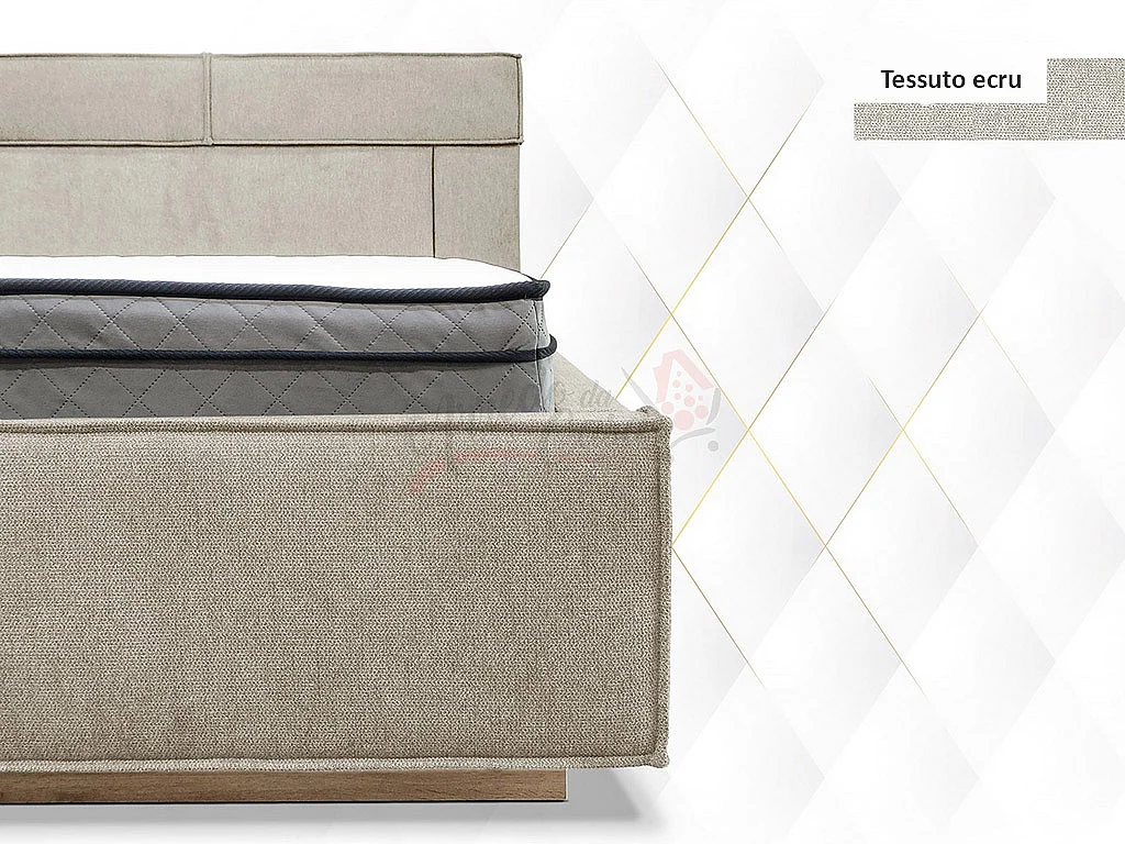 Letto matrimoniale con contenitore design moderno 160x200 ecru LI33