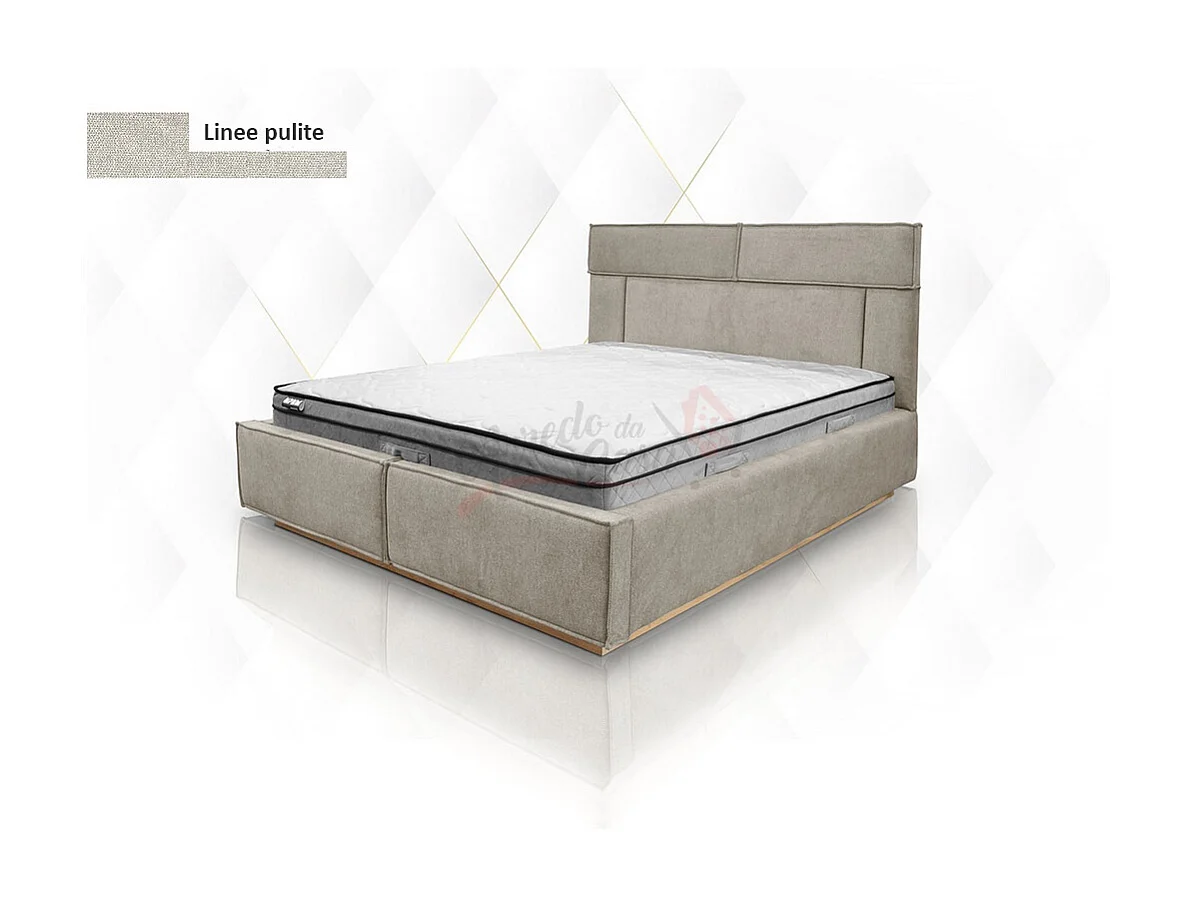 Letto matrimoniale con contenitore design moderno 160x200 ecru LI33
