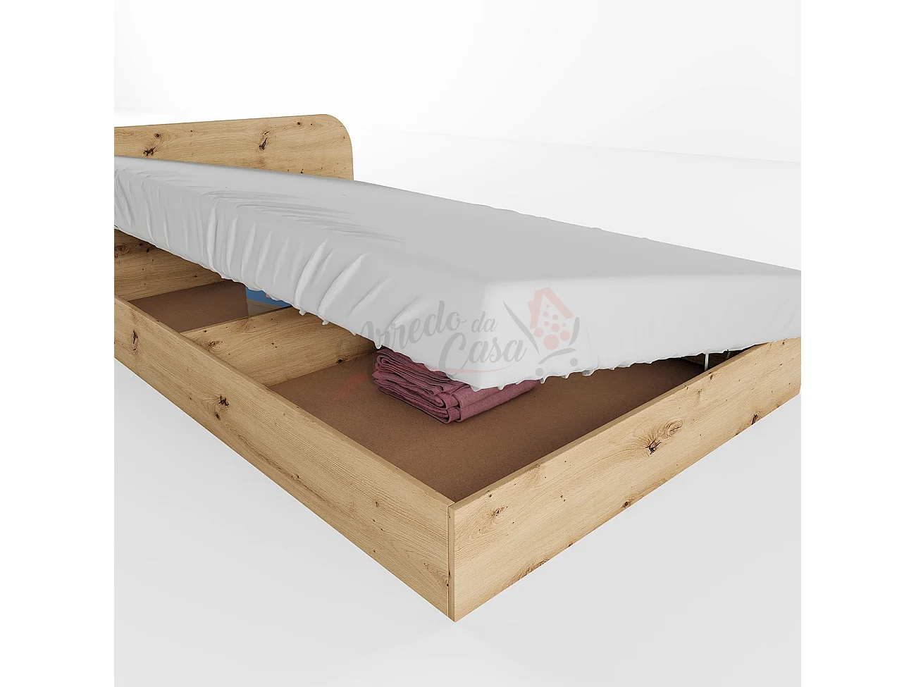 Letto contenitore a una piazza e mezza per cameretta 192x59 rovere LI2011