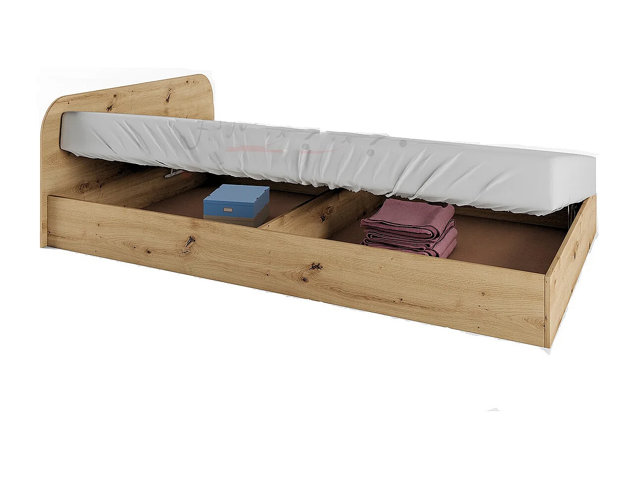 Letto contenitore a una piazza e mezza per cameretta 192x59 rovere LI2011