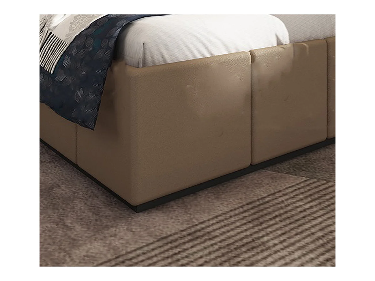 Letto matrimoniale contenitore con comodini 160x200 cm beige grafite e noce LU43