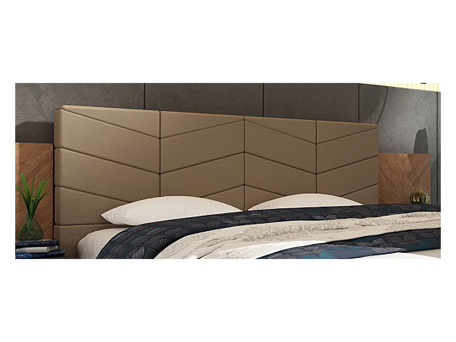 Letto matrimoniale contenitore con comodini 160x200 cm beige grafite e noce LU43