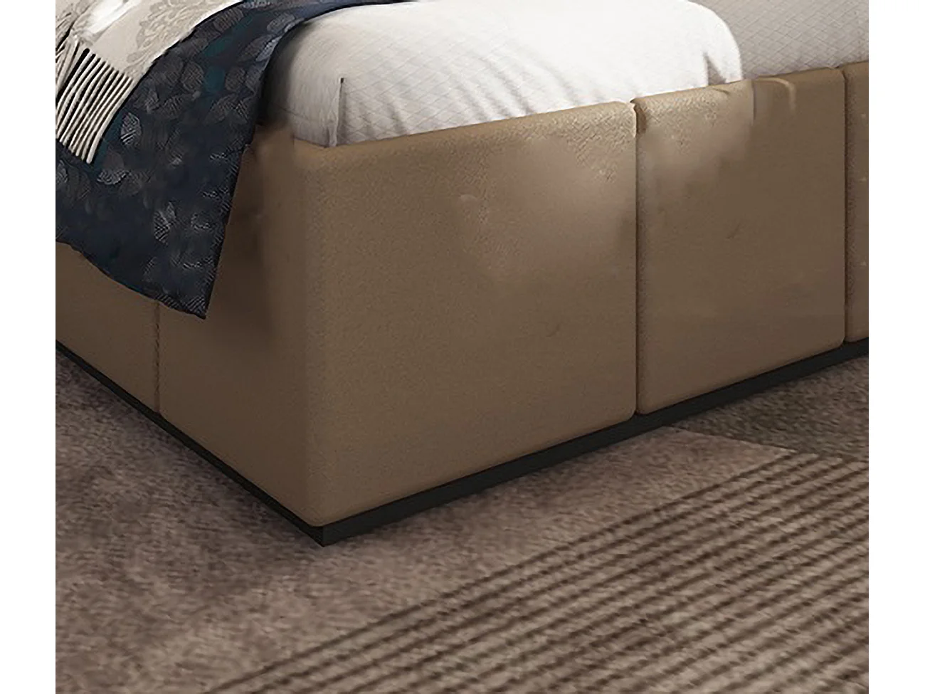 Letto matrimoniale contenitore con comodini 160x200 cm beige grafite e noce LU43