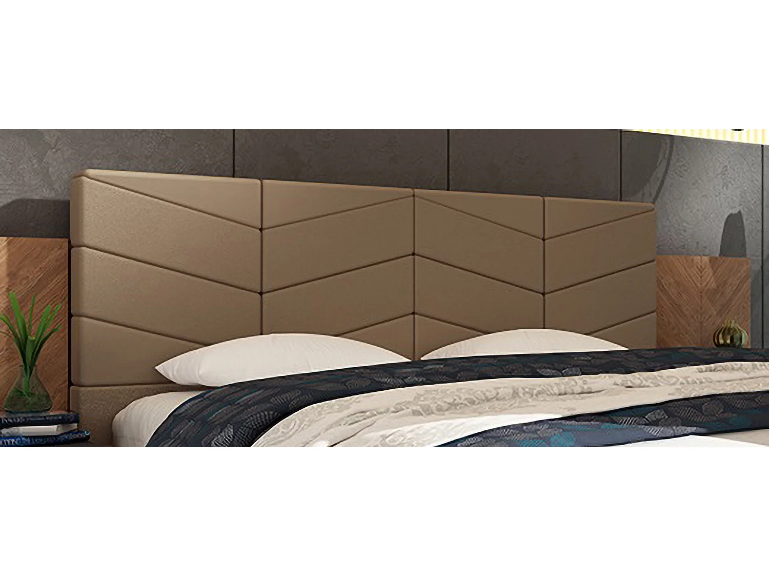 Letto matrimoniale contenitore con comodini 160x200 cm beige grafite e noce LU43