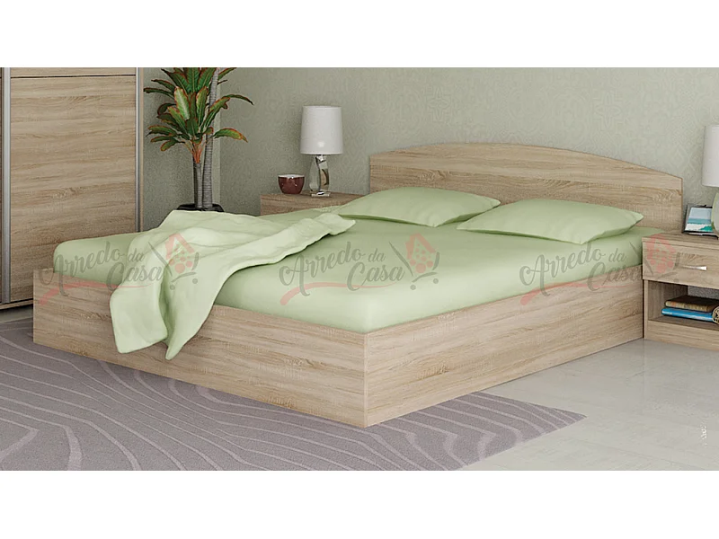 Letto matrimoniale design moderno a cassettone 200x160 rovere sonoma LG7