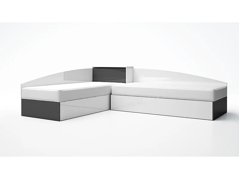 Letti singoli ad angolo bianco lucido e antracite LG55