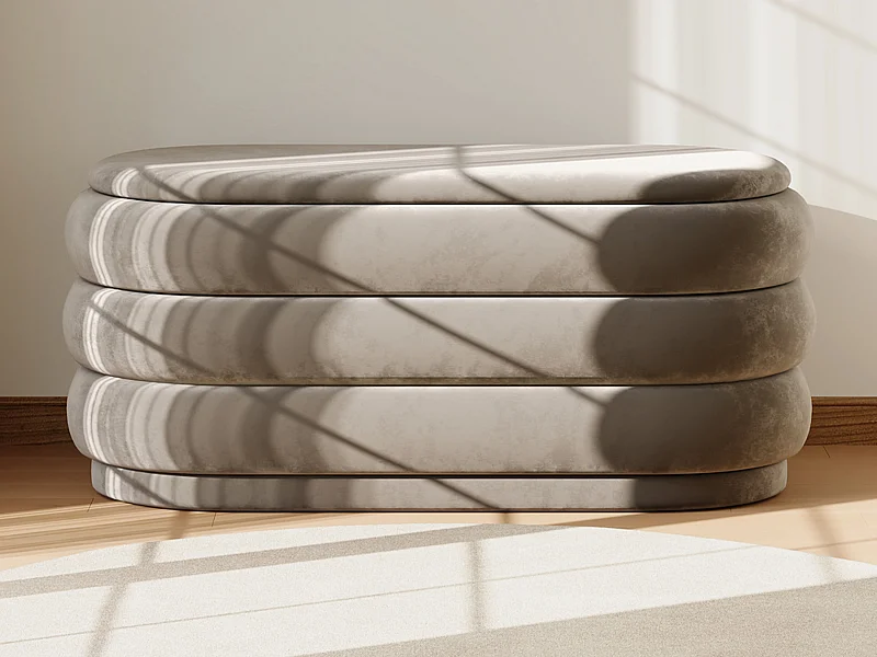 Banc coffre - Velours - Taupe - ECAMBI