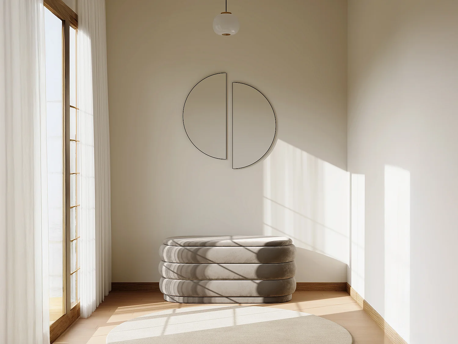 Banc coffre - Velours - Taupe - ECAMBI