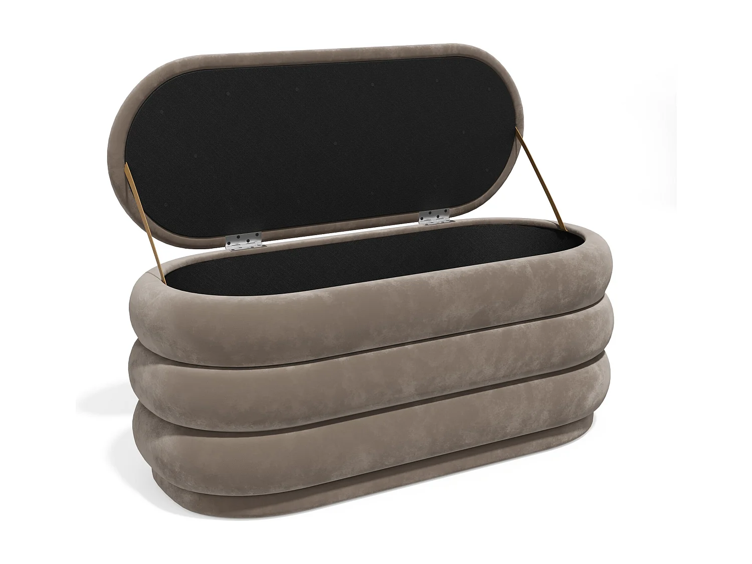Banc coffre - Velours - Taupe - ECAMBI