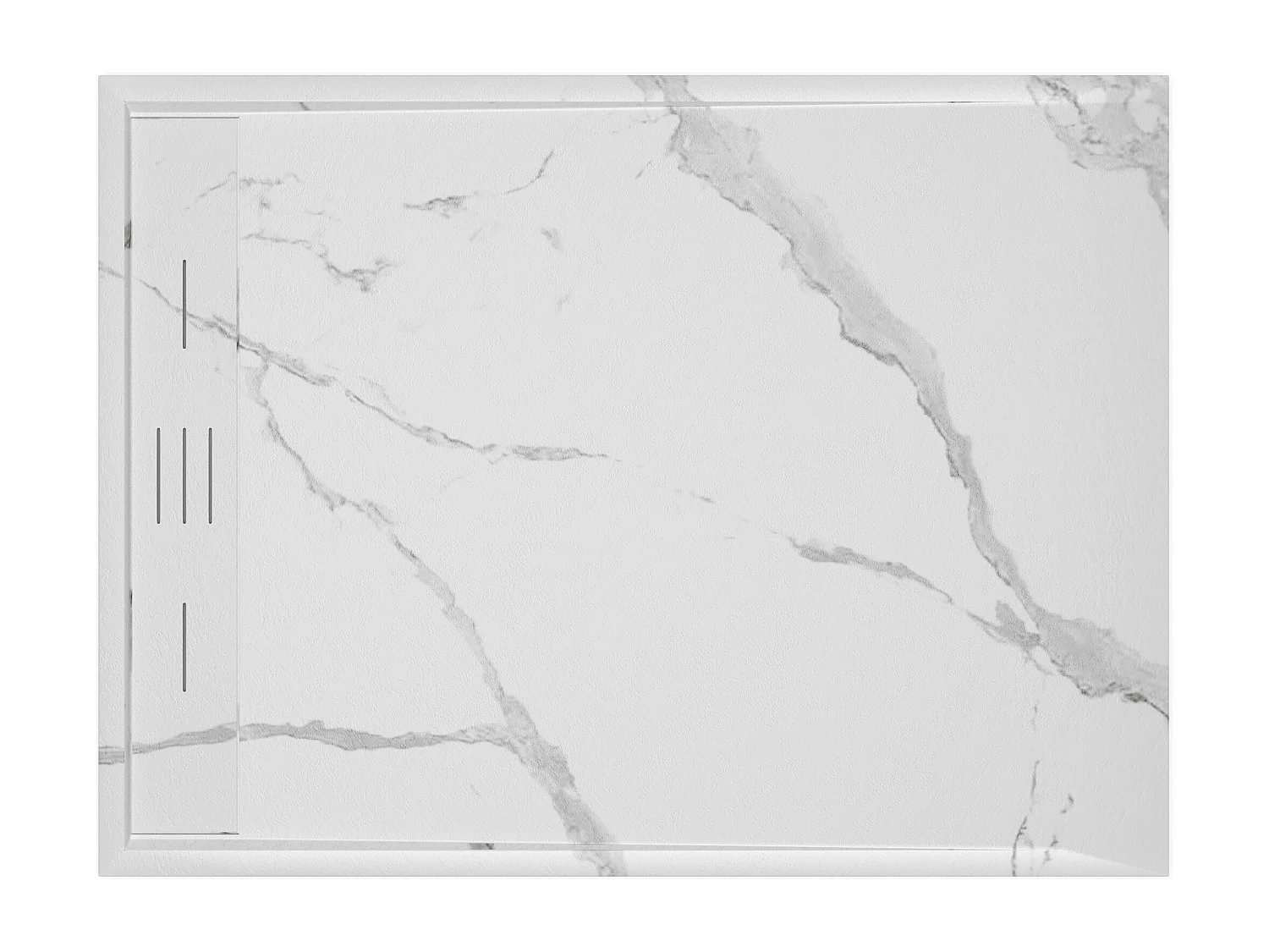 Receveur de douche extra plat à poser ou à encastrer recoupable en résine SMC avec siphon - Blanc marbré - 120 x 90 cm - LYROSA