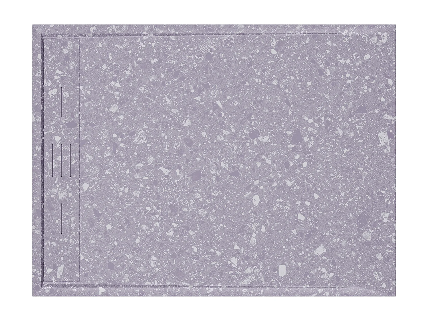 Receveur de douche extra plat à poser ou à encastrer recoupable en résine SMC avec siphon - Effet terrazzo gris - 120 x 90 cm - LYROSA