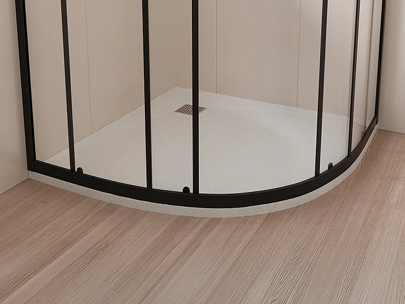 Receveur de douche extra plat à poser ou à encastrer recoupable en résine SMC en quart de cercle avec siphon - Blanc - 90 x 90 cm - SYFORSA