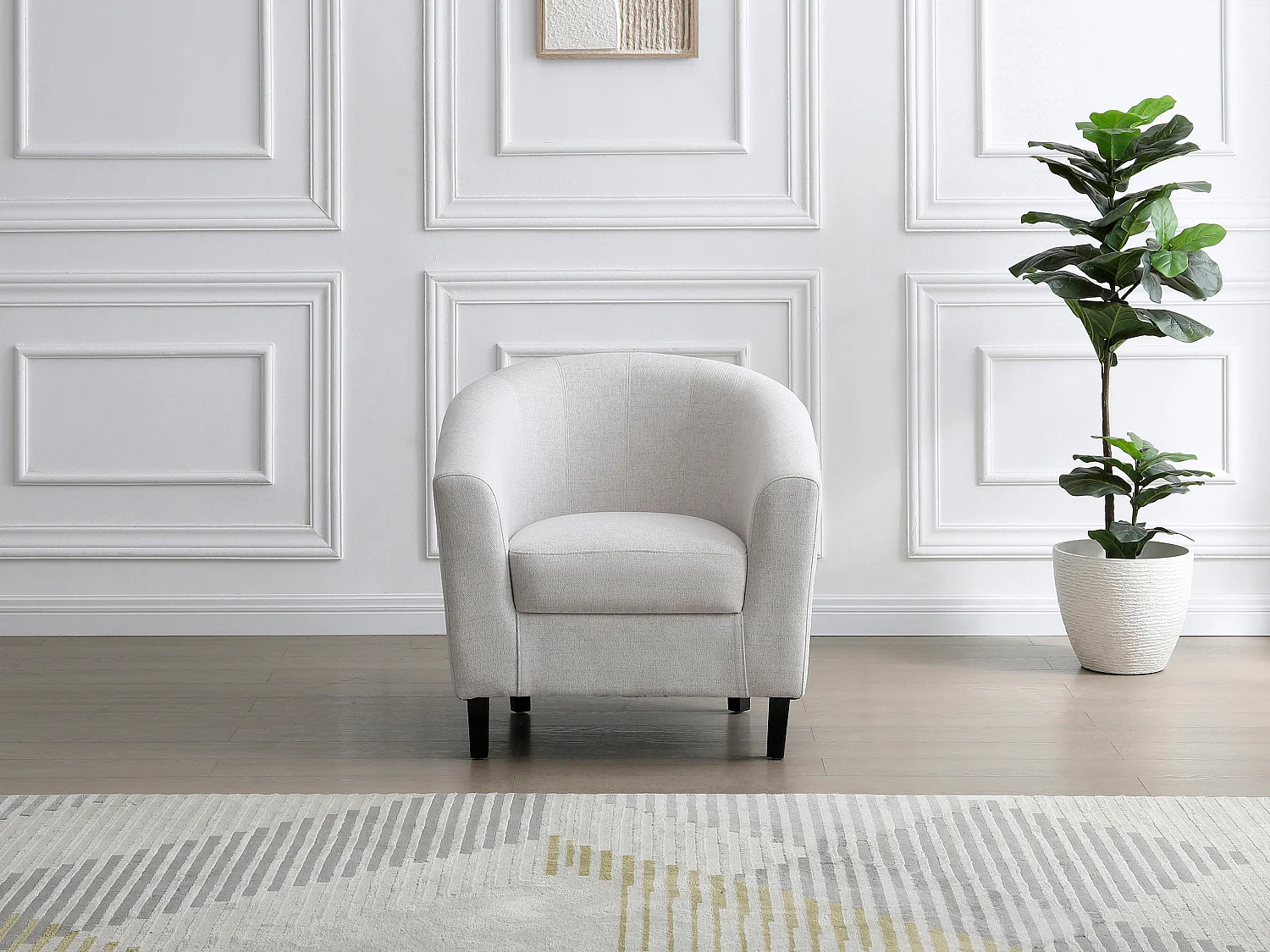 Fauteuil cabriolet en tissu chiné beige CRISTOBAL