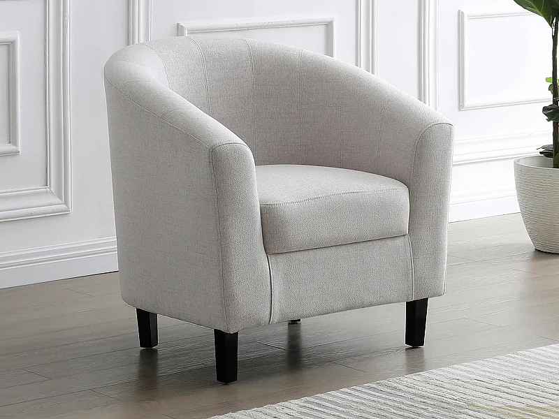 Fauteuil cabriolet en tissu chiné beige CRISTOBAL