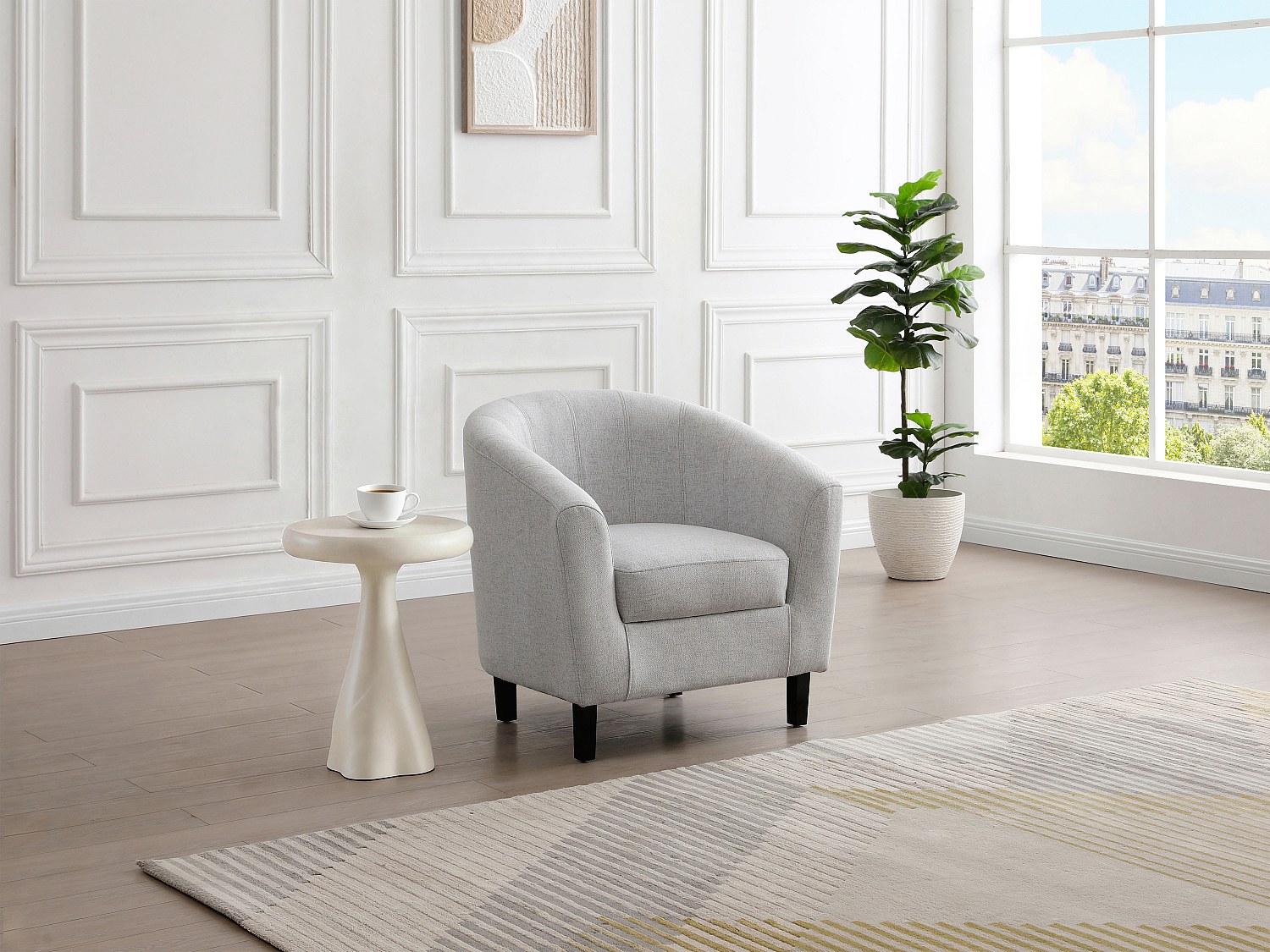 Lounge-Sessel - Stoff meliert - Hellgrau - CRISTOBAL