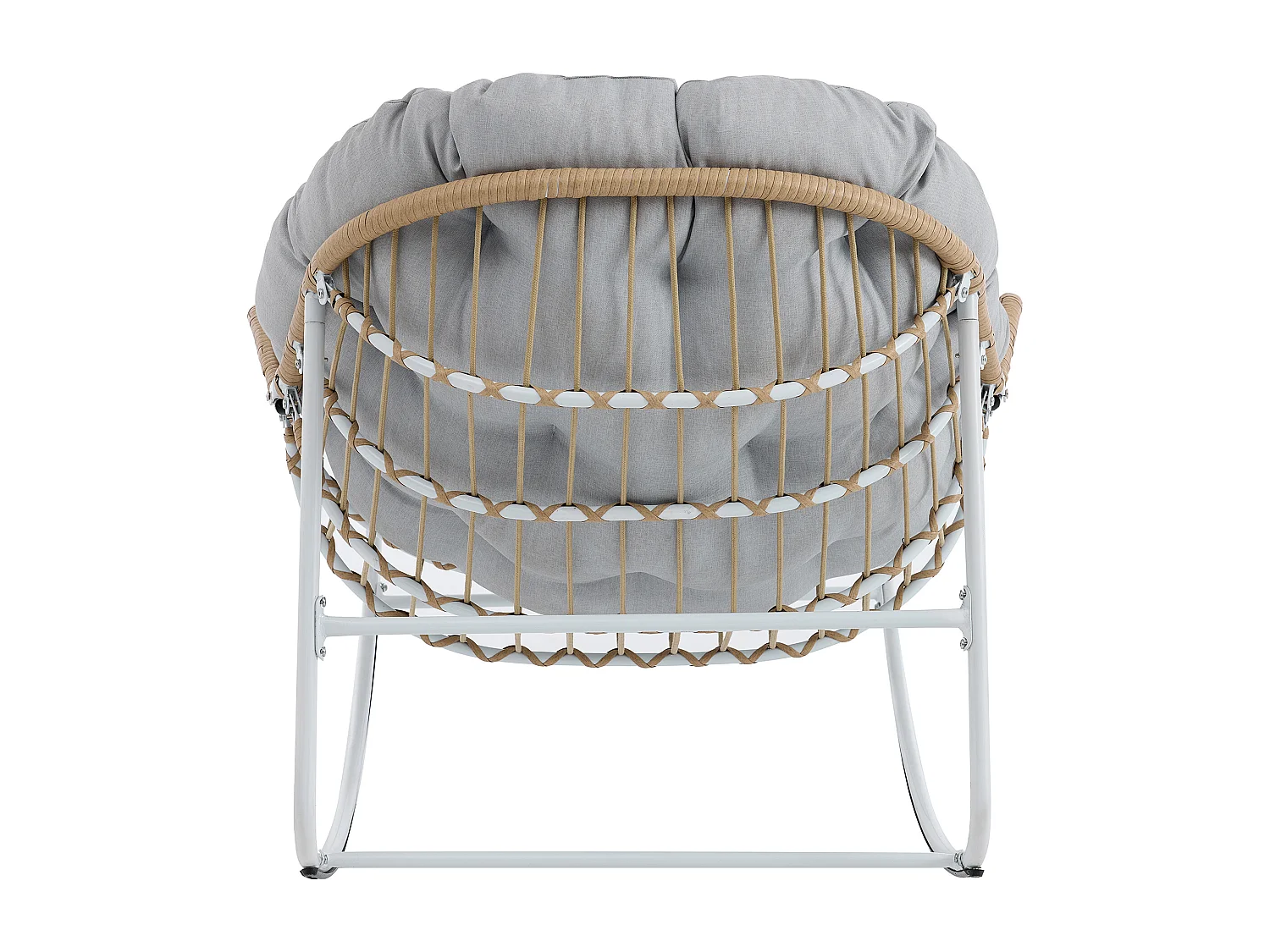 Fauteuil de jardin à bascule en acier - Naturel clair et coussin gris clair - ZAMY de MYLIA