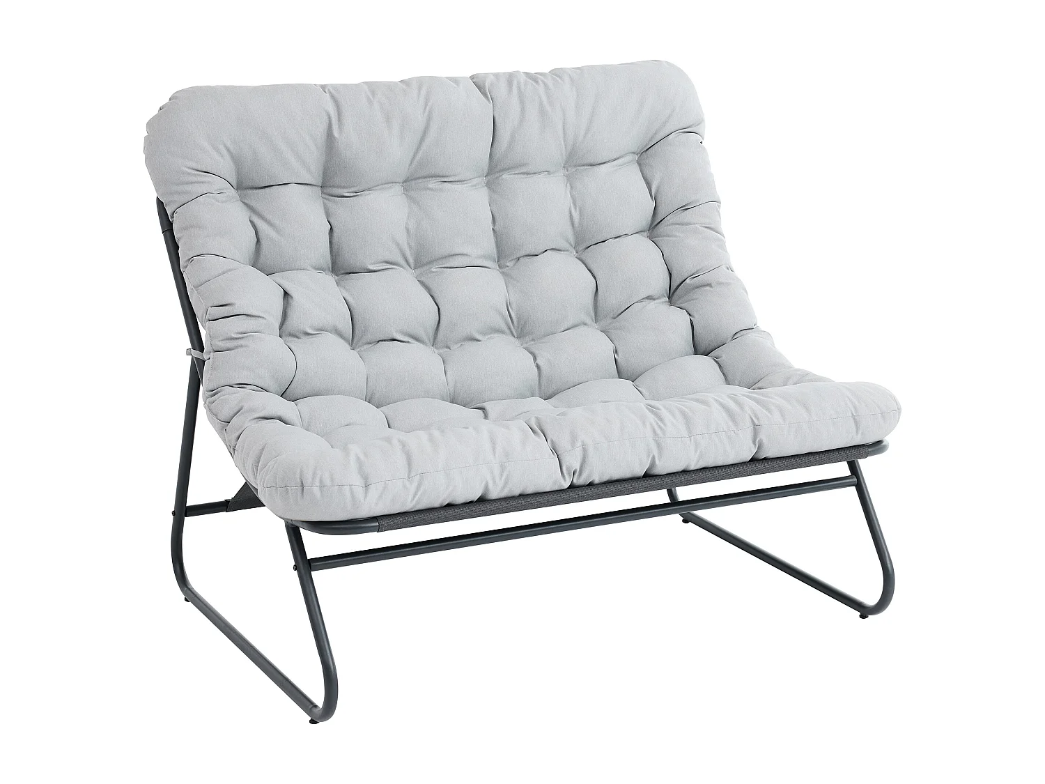 Salon de jardin en acier : 1 canapé 2 places, 2 fauteuils et 1 table basse - Anthracite avec coussins gris - LYMIS de MYLIA