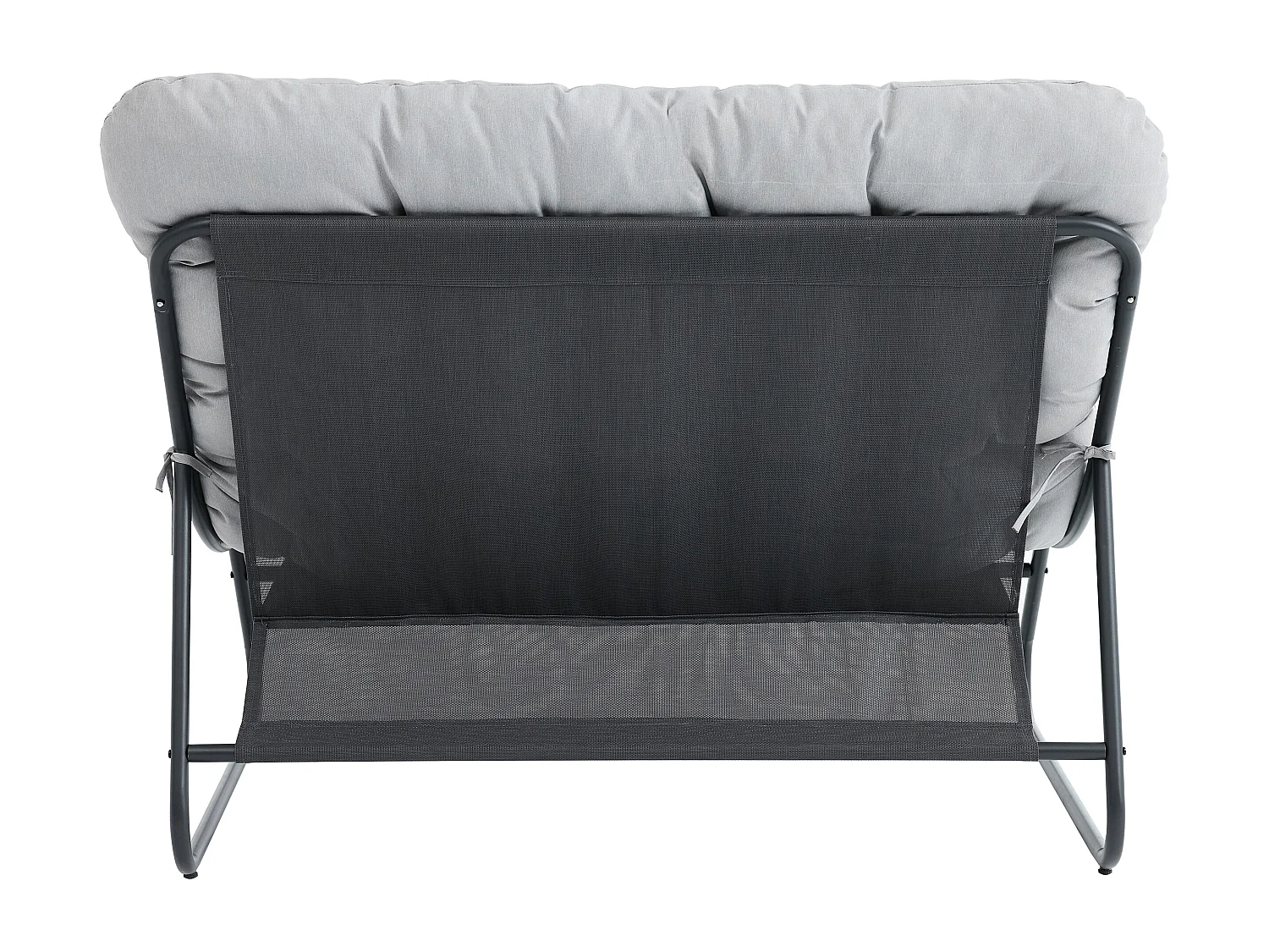 Salon de jardin en acier : 1 canapé 2 places, 2 fauteuils et 1 table basse - Anthracite avec coussins gris - LYMIS de MYLIA