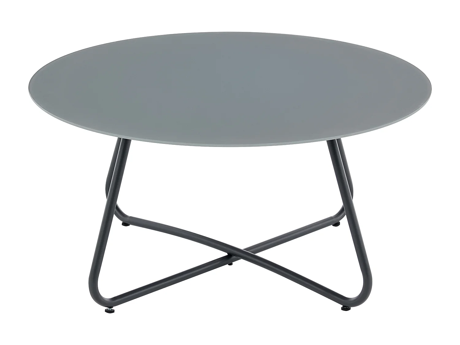 Salon de jardin en acier : 1 canapé 2 places, 2 fauteuils et 1 table basse - Anthracite avec coussins gris - LYMIS de MYLIA