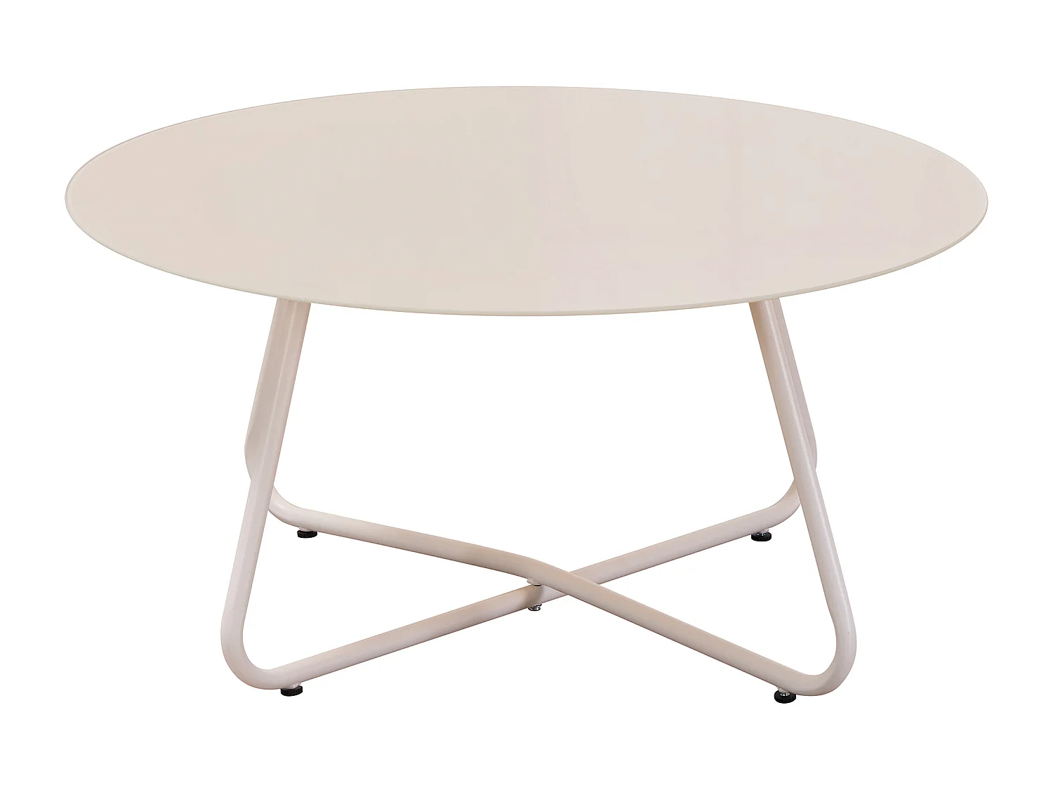 Gartenlounge aus Stahl: 1 2-Sitzer-Sofa, 2 Sessel und 1 Couchtisch - Beige mit Kissen - LYMIS von MYLIA