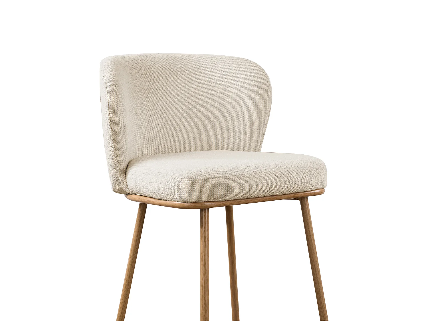 Lot de 2 tabourets de bar en tissu texturé et métal effet bois - Beige et Naturel - SENORASE