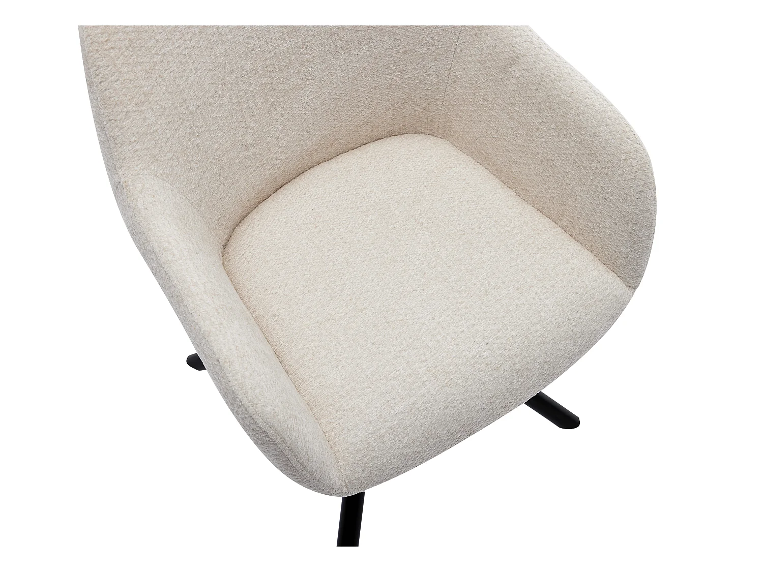 Set med 2 stolar med armstöd i texturerat tyg och svart metall - Krämvit - CILIENO