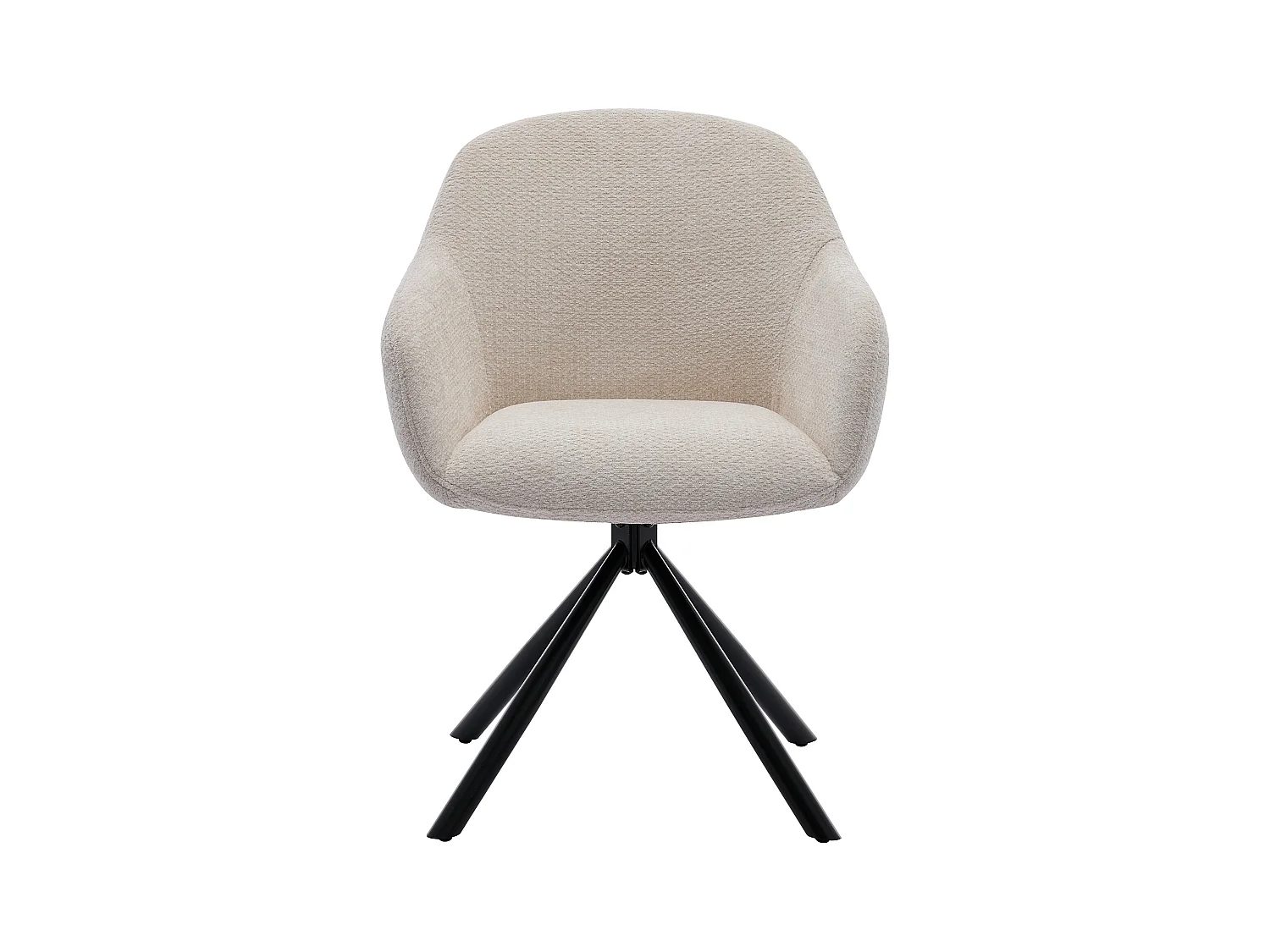 Set med 2 stolar med armstöd i texturerat tyg och svart metall - Krämvit - CILIENO