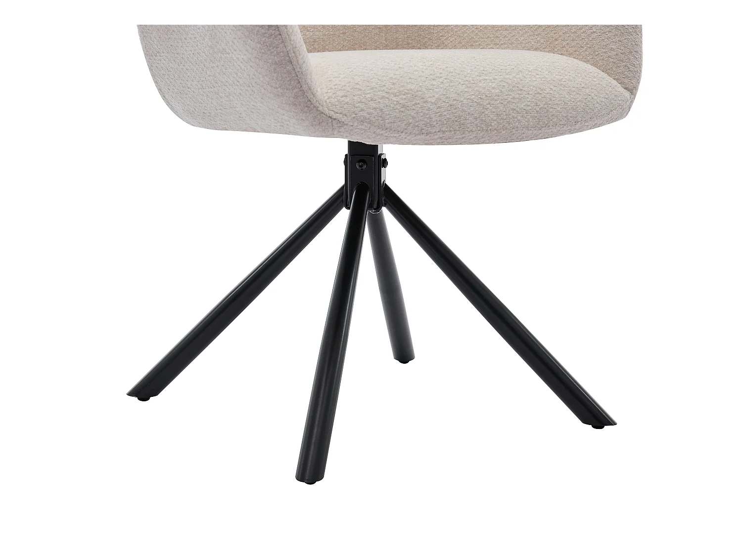 Set med 2 stolar med armstöd i texturerat tyg och svart metall - Krämvit - CILIENO