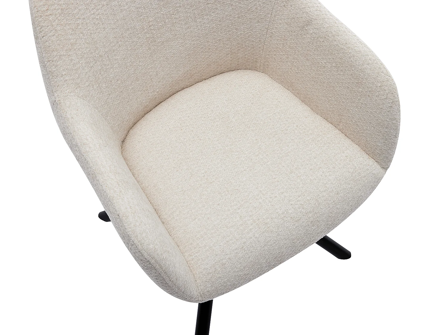 Lot de 2 chaises avec accoudoirs en tissu texturé et métal noir - Crème - CILIENO