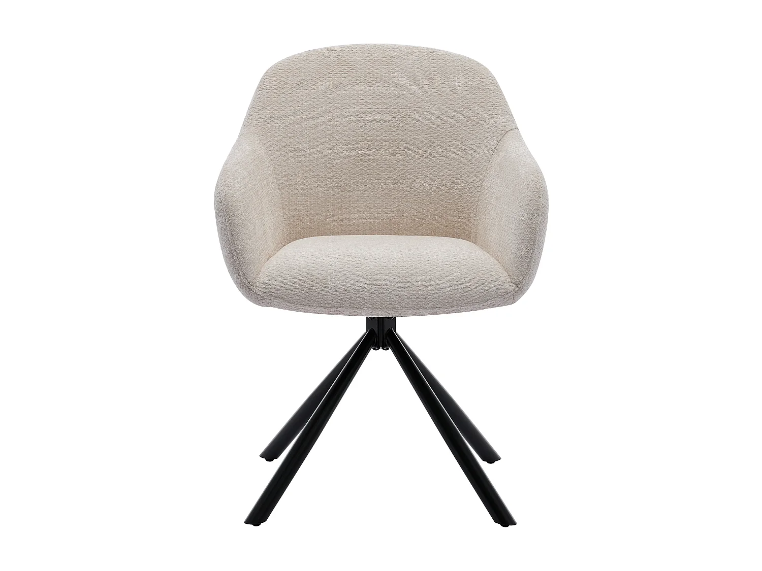 Lot de 2 chaises avec accoudoirs en tissu texturé et métal noir - Crème - CILIENO