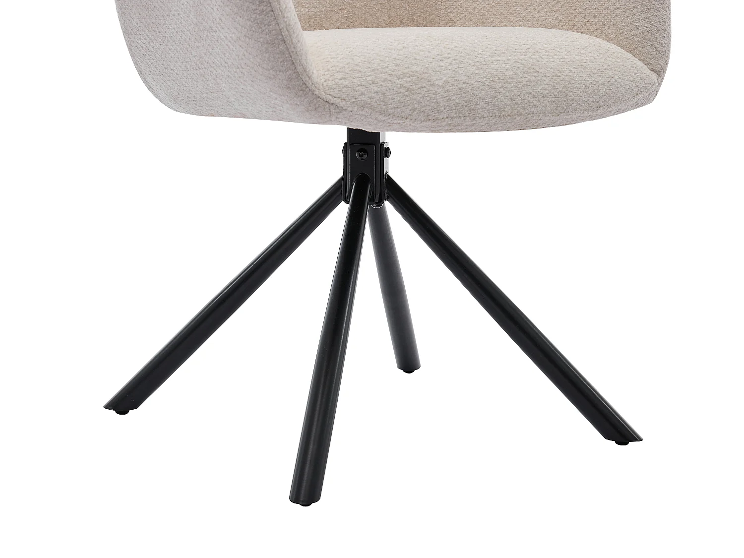 Lot de 2 chaises avec accoudoirs en tissu texturé et métal noir - Crème - CILIENO