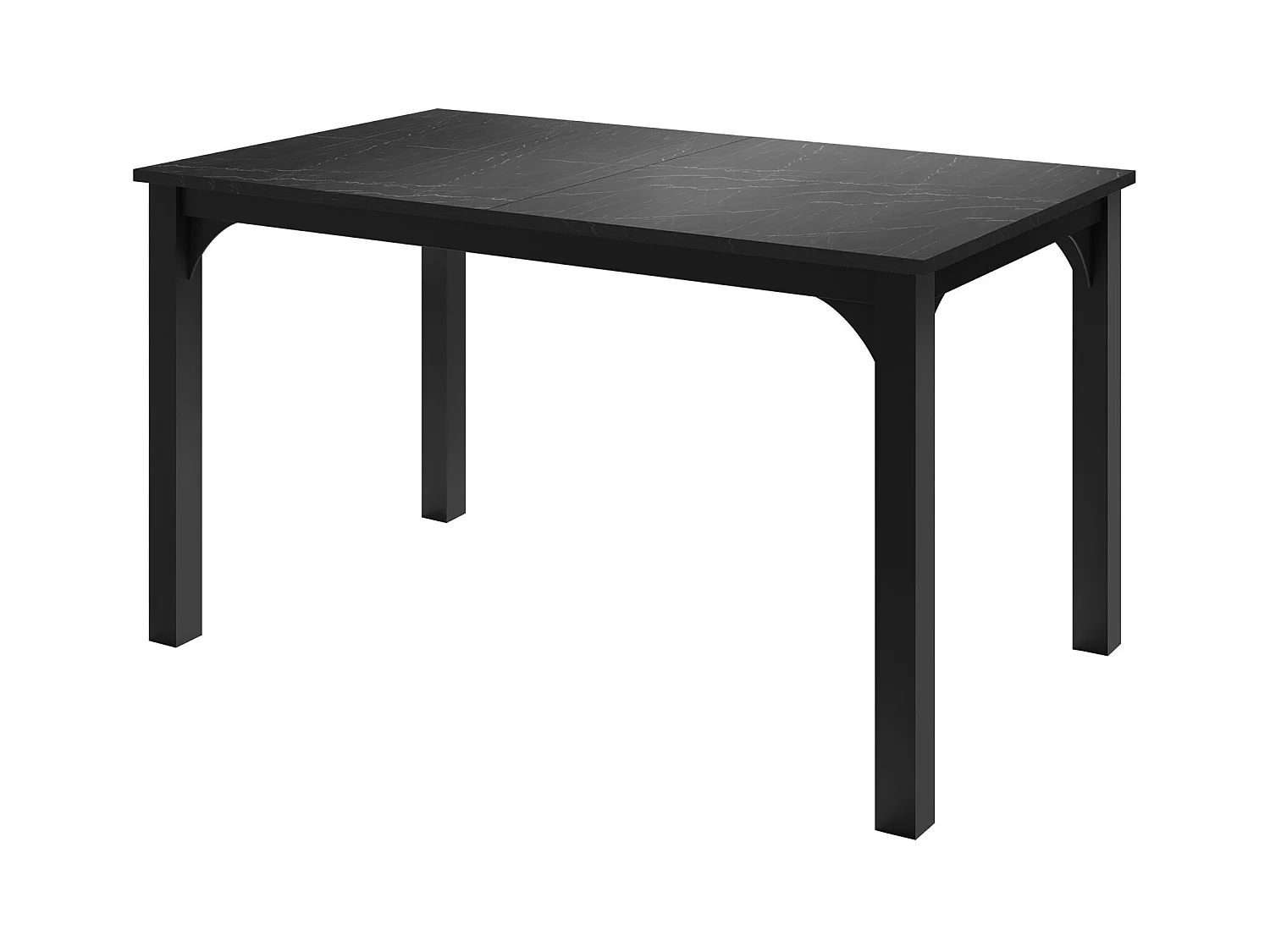 Mesa Oswego 136, Negro|Mármol negro, 76x80x140cm, Alargamiento, Aglomerado laminado