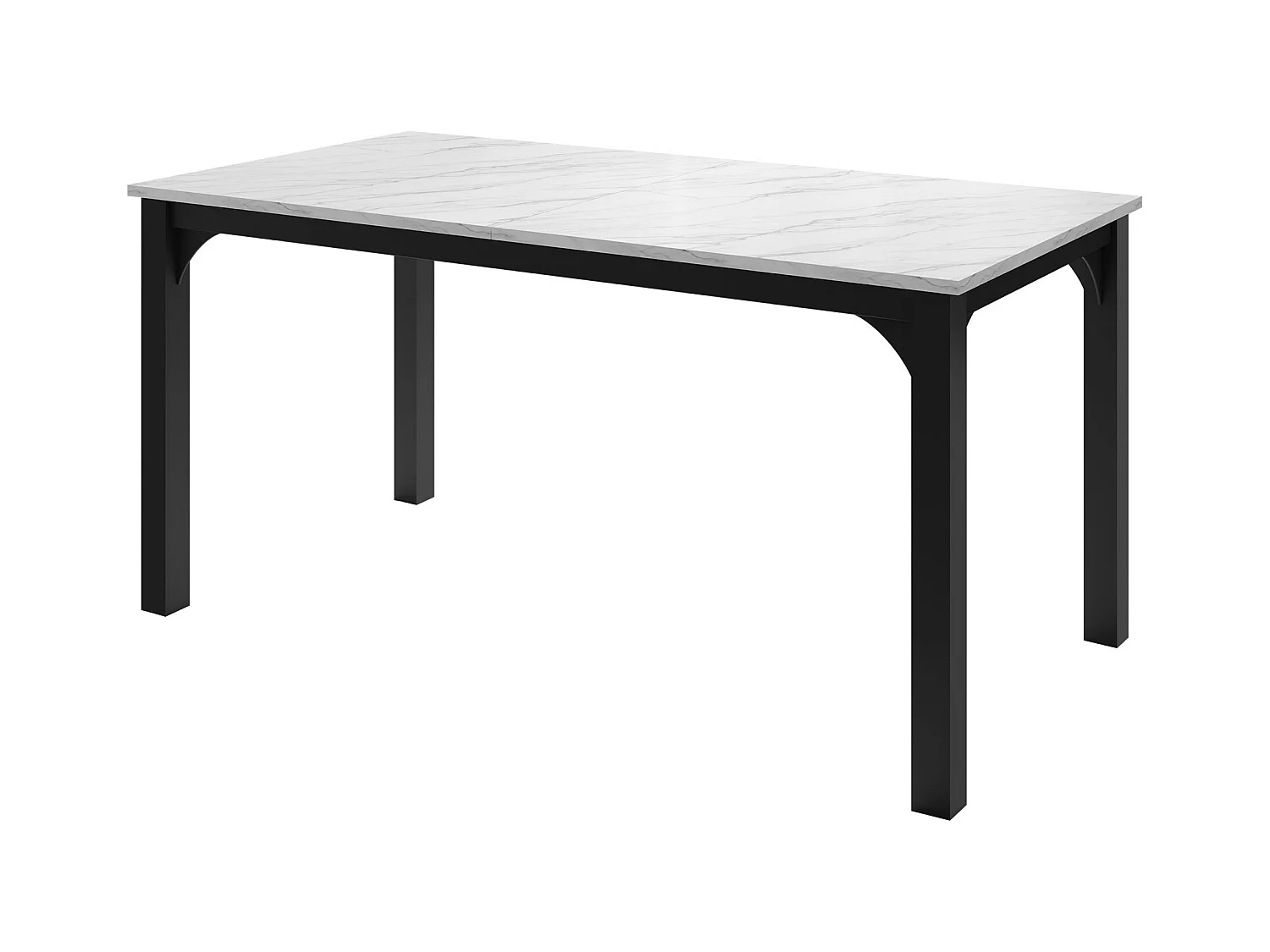 Mesa Oswego 137, Negro|Mármol blanco, 76x90x160cm, Alargamiento, Aglomerado laminado