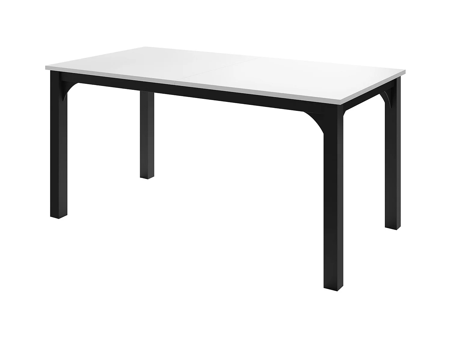 Mesa Oswego 137, Blanco|Negro, 76x90x160cm, Alargamiento, Aglomerado laminado, Metal