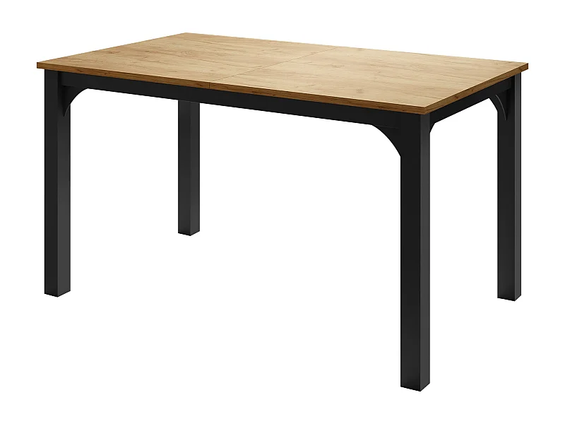Table Oswego 136, Noir|Chêne doré artisanal, 76x80x140cm, Disponible, Stratifié, Métal