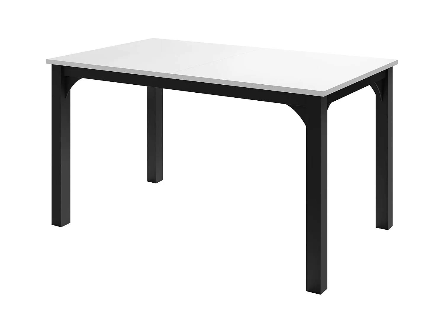 Table Oswego 136, Noir|Blanc, 76x80x140cm, Allongement, Stratifié, Métal