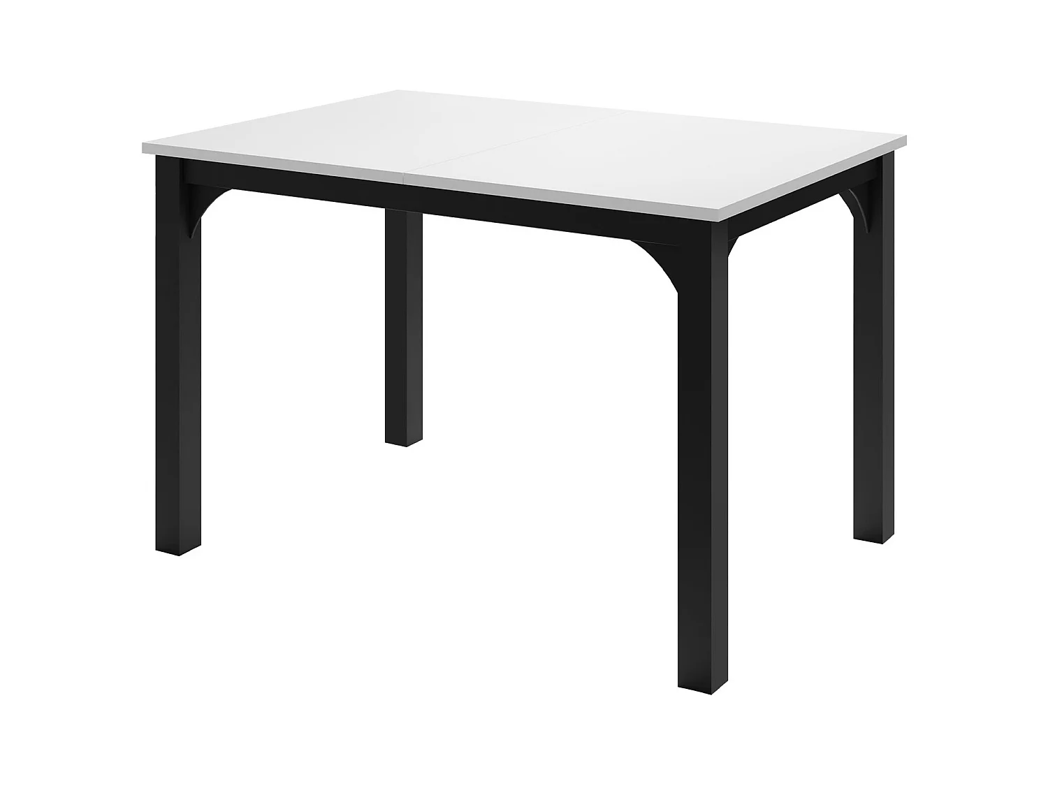 Table Oswego 135, Noir|Blanc, 76x80x120cm, Allongement, Stratifié, Métal