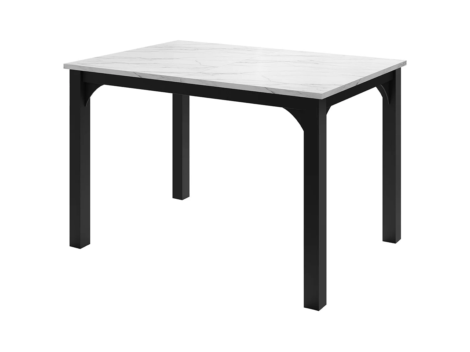 Table Oswego 135, Marbre blanc|Noir, 76x80x120cm, Allongement, Stratifié, Métal