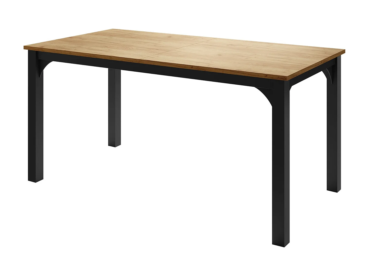 Table Oswego 137, Chêne doré artisanal|Noir, 76x90x160cm, Disponible, Stratifié, Métal