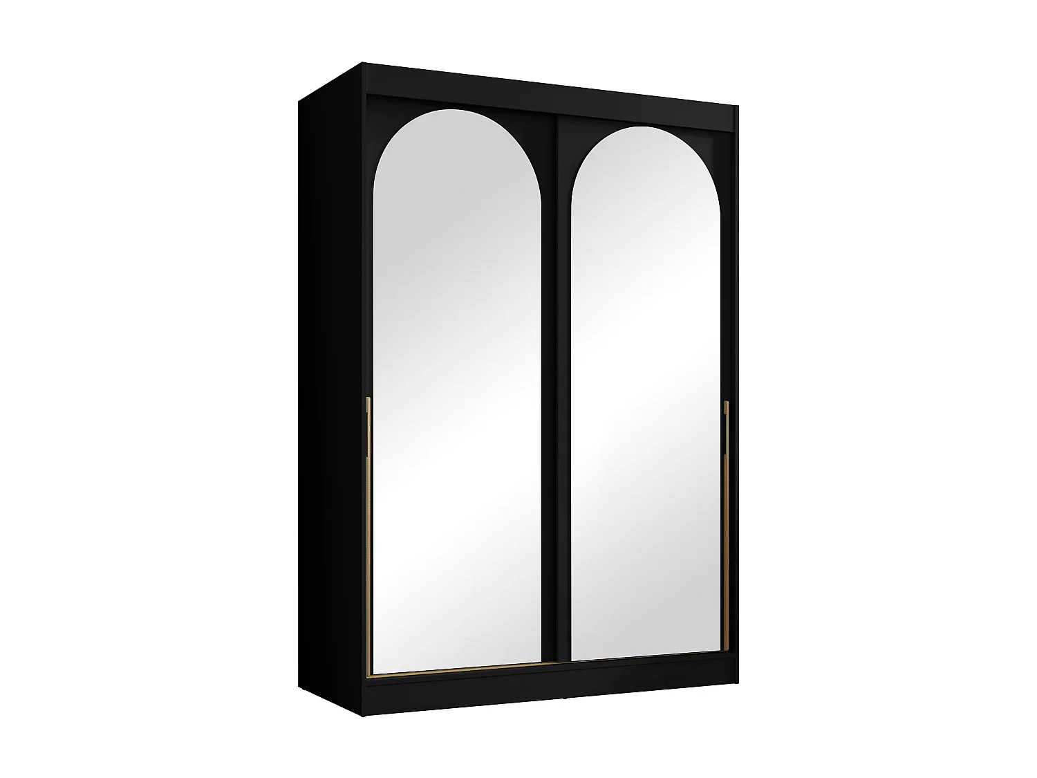 Armario Toledo 131, Negro|Dorado, 216x150x65cm, Puertas de armario: Correderas
