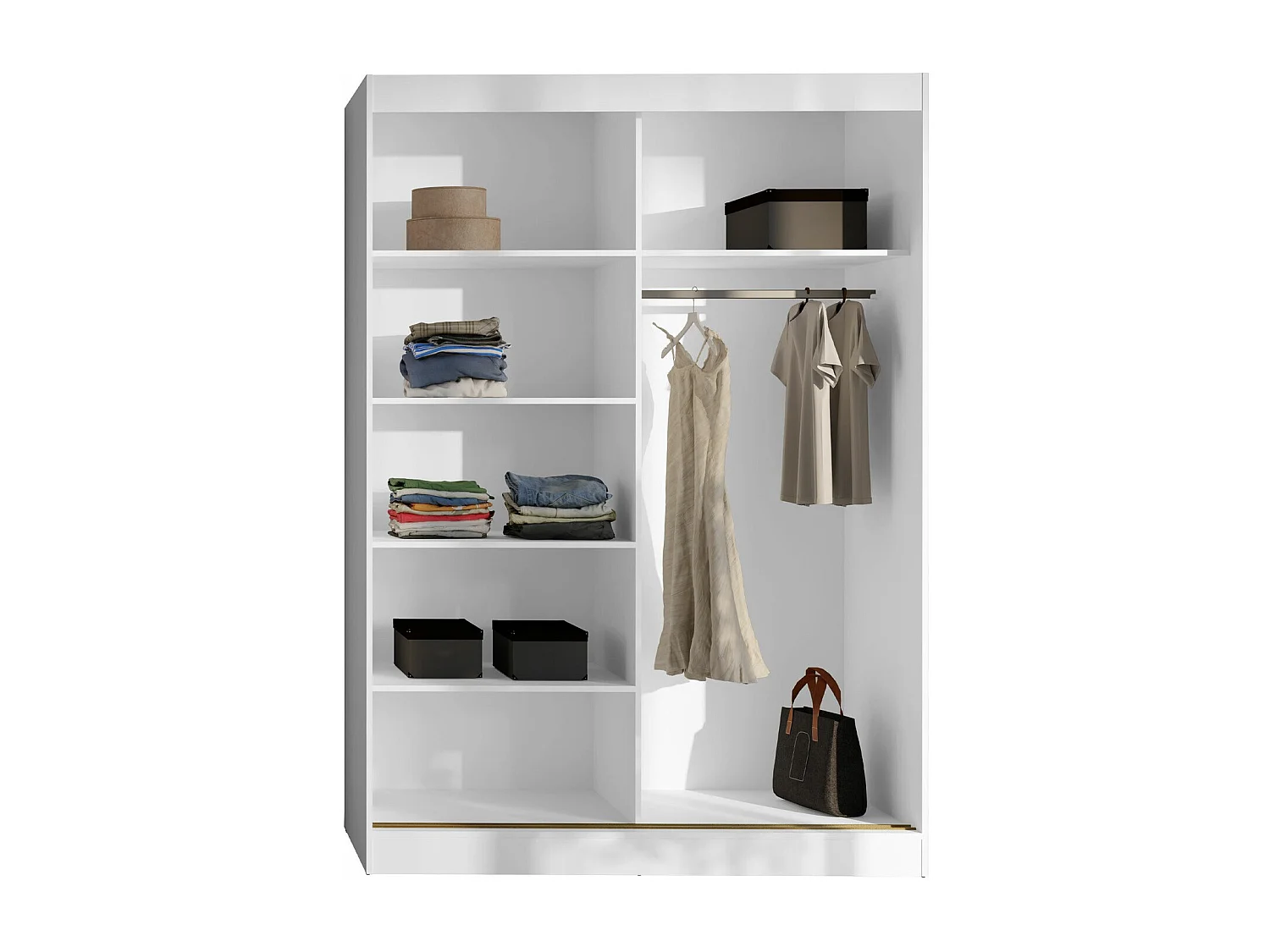 Armario Toledo 131, Negro|Dorado, 216x150x65cm, Puertas de armario: Correderas