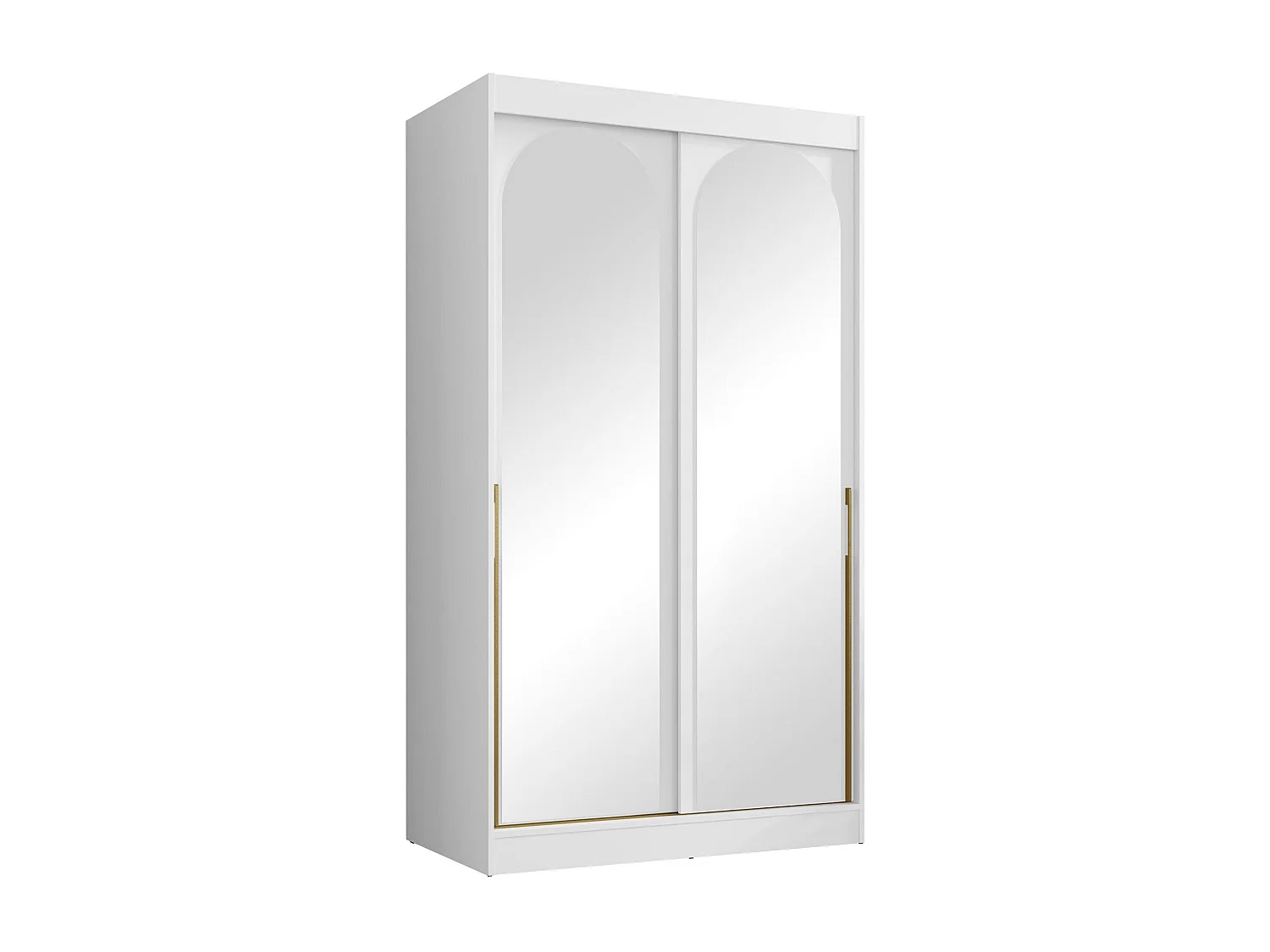 Armoire Toledo 130, Blanc|Doré, 216x120x65cm, Portes d'armoire: Coulissantes