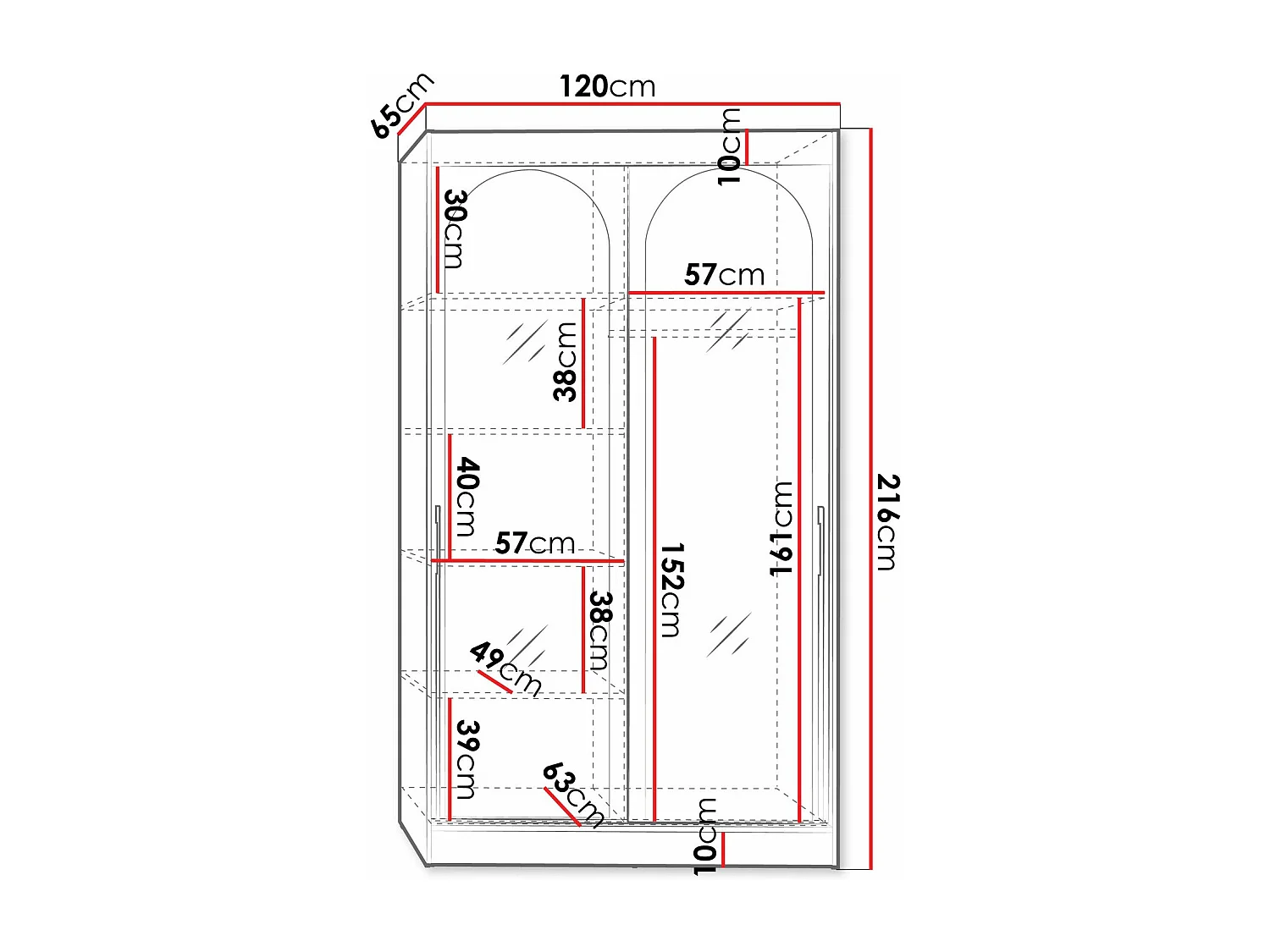 Armoire Toledo 130, Blanc|Doré, 216x120x65cm, Portes d'armoire: Coulissantes