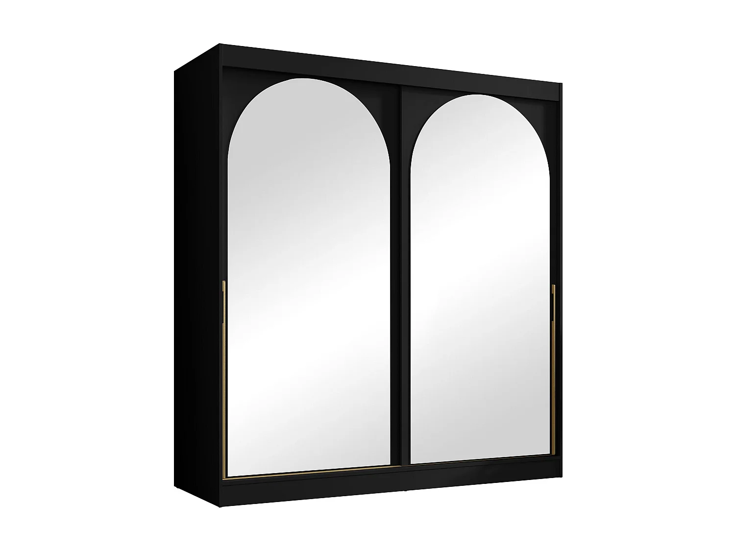 Armoire Toledo 133, Doré|Noir, 216x200x65cm, Portes d'armoire: Coulissantes