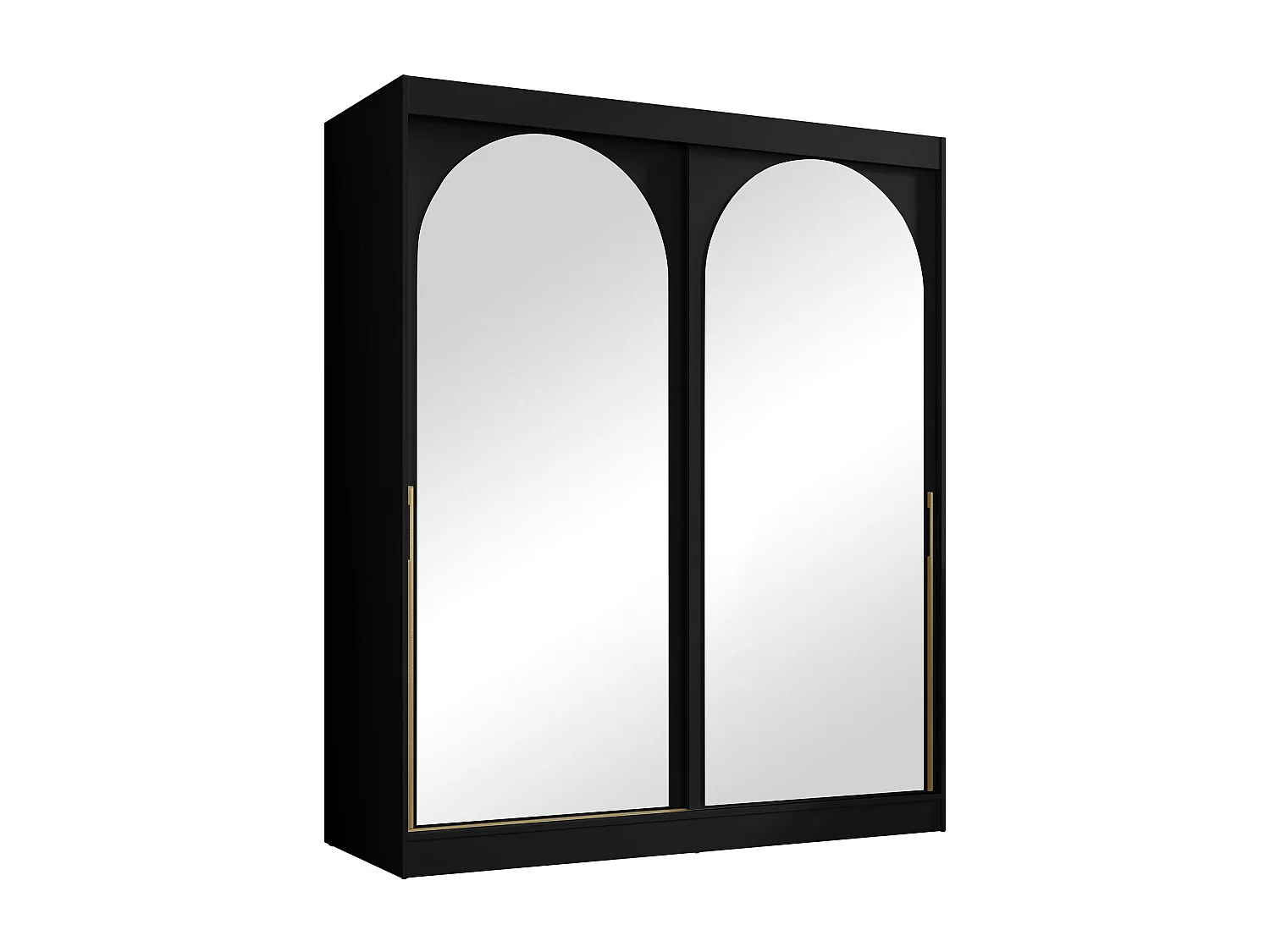 Armario Toledo 132, Negro|Dorado, 216x180x65cm, Puertas de armario: Correderas