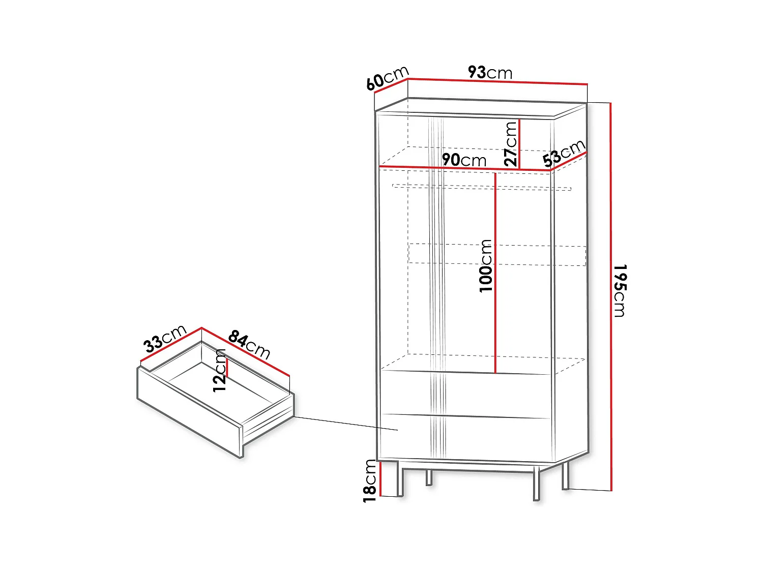 Roupeiro Levali 100, 20x9x6cm