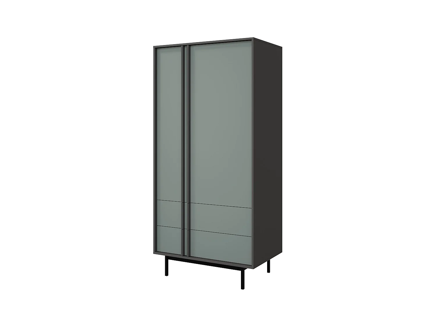 Armoire Levali 100, Vert poussiéreux|Anthracite, 195x93x60cm