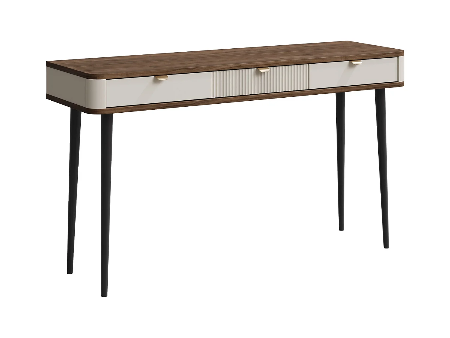 Bureau Lufela 114, Avec tiroirs, 82x130x40cm, Noyer|Cachemire