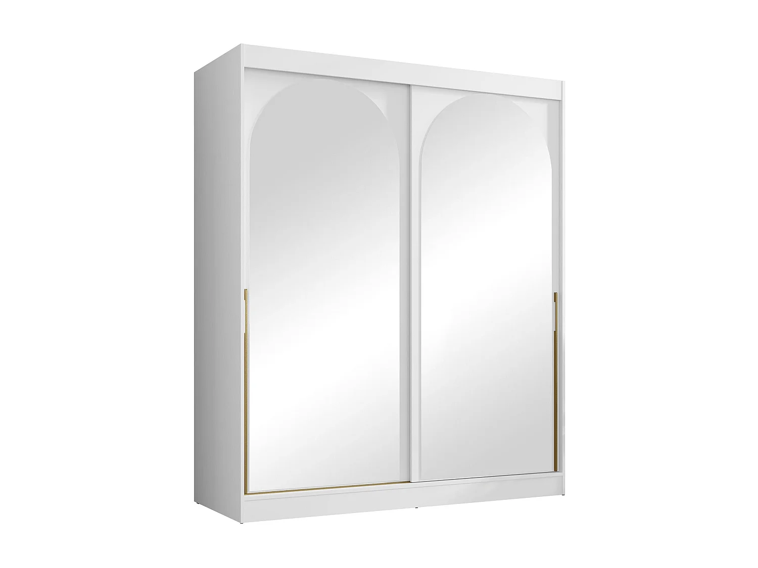 Armoire Toledo 132, Blanc|Doré, 216x180x65cm, Portes d'armoire: Coulissantes
