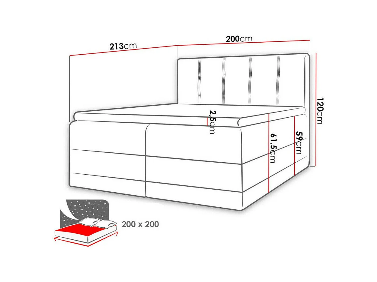 Cama continental Baltimore 139, Casal, Castanho, Tecido, 20x21x12cm